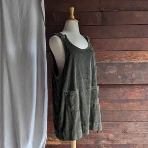90s Vintage Plus Size Green Corduroy Jumper Dress