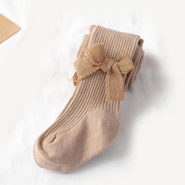 Adorable Bow-Embellished Baby Tights for Spring and Autumn
