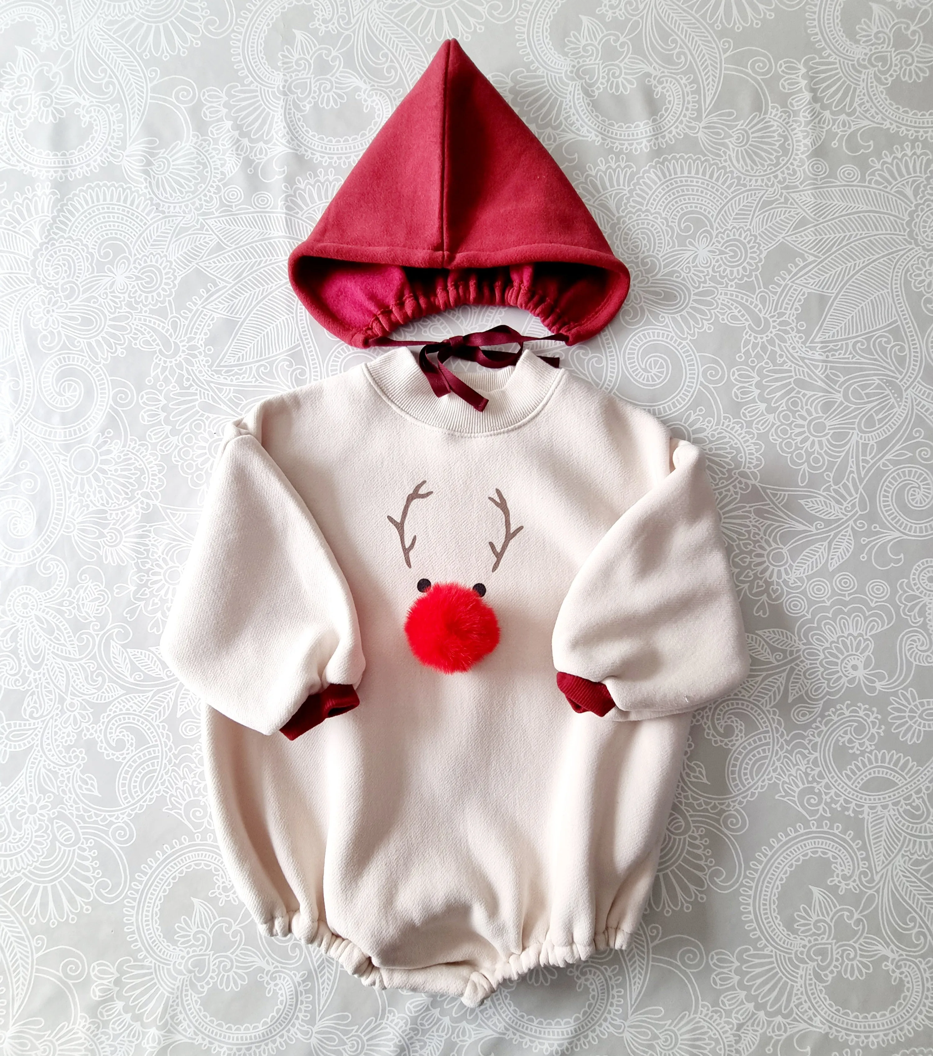 Baby Rudolf Romper & Bonnet Set