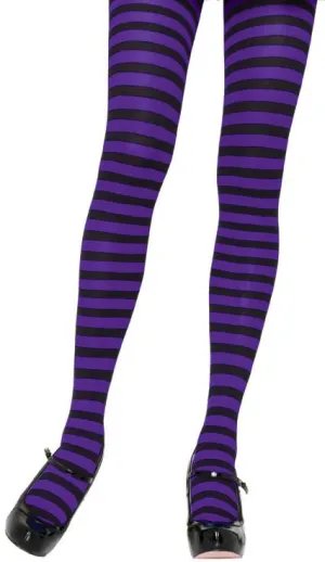 Black and Purple Striped Plus Size Tights