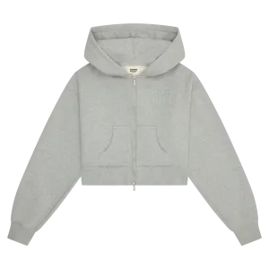 Broken Planet Basics Cropped Zip Up Hoodie - Heather Grey