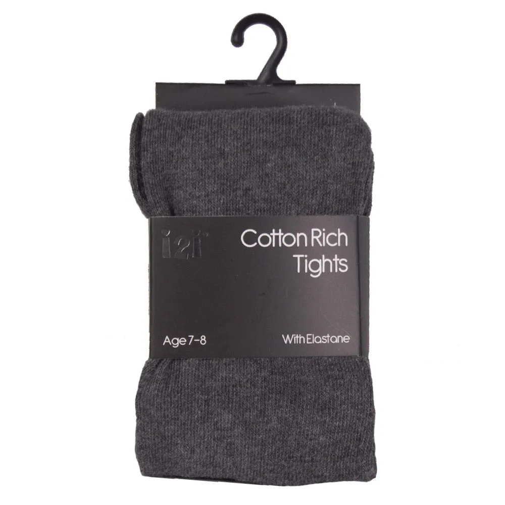 Cotton Rich Plain Grey Tights