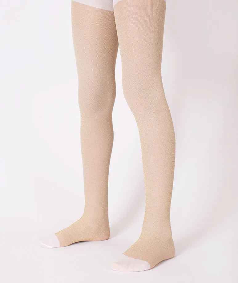Ecru Glitter Kids Tights