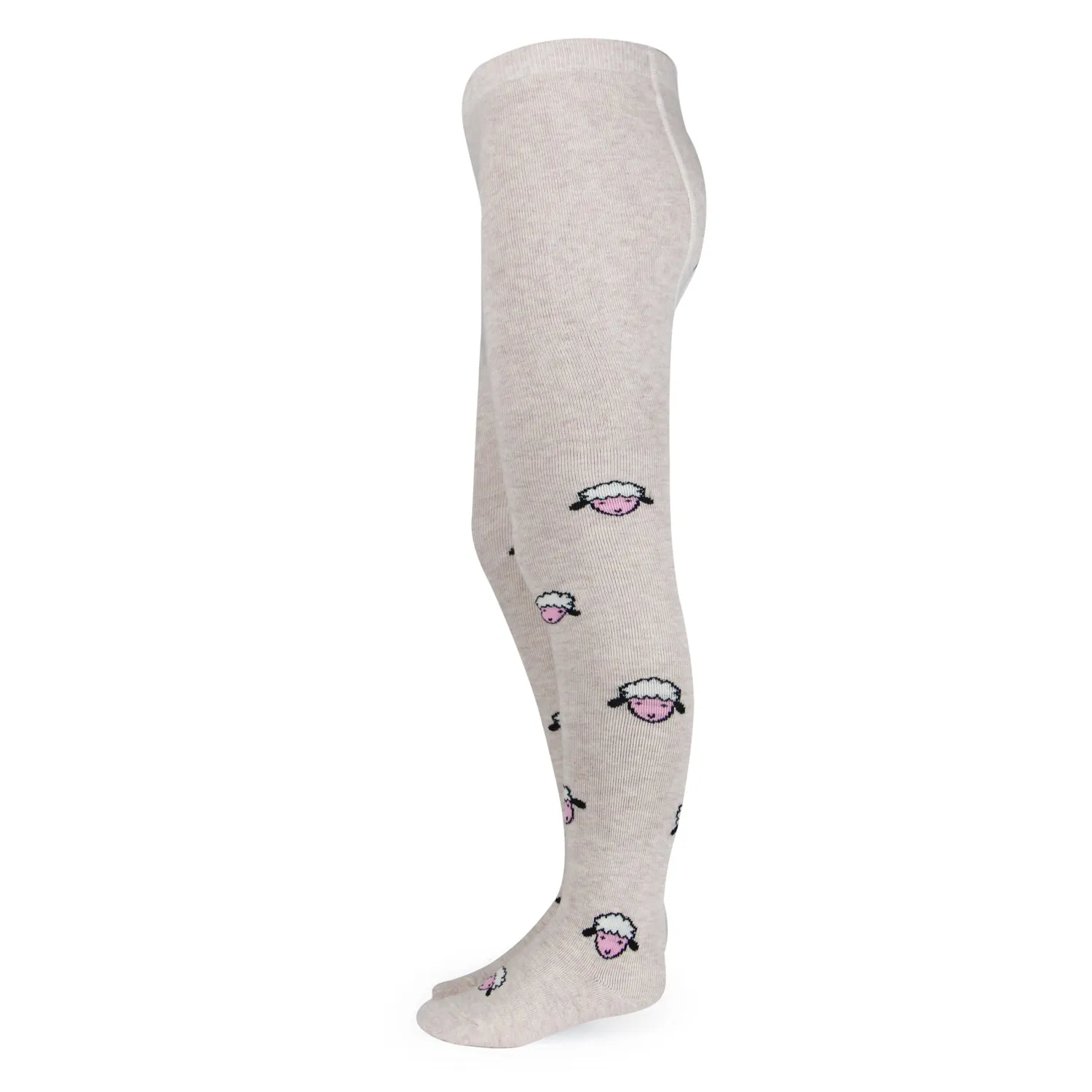 Fancy knitted Sheep Print Tights for Baby Girls & Baby Boys - Cream