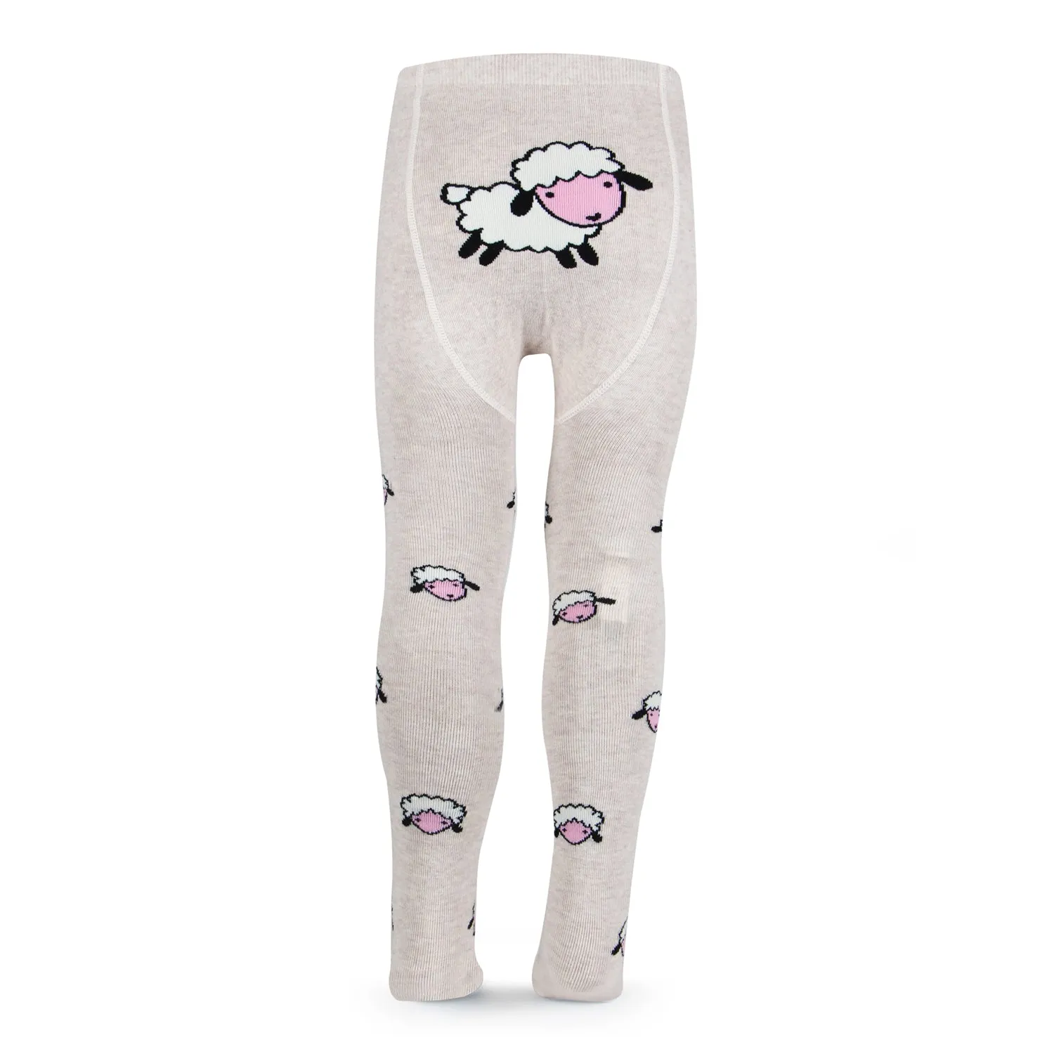 Fancy knitted Sheep Print Tights for Baby Girls & Baby Boys - Cream
