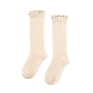 Fancy Lace Top Knee Highs | Vanilla