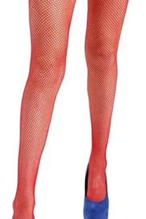 Fishnet Tights - Red (XL)