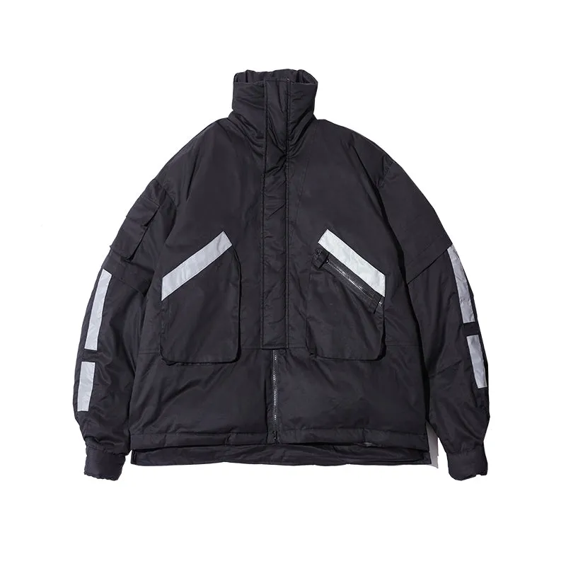 FRLMK COTTON GLOW IN THE DARK REFLECTIVE BLACK DOWN BOMBER JACKET