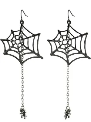 Girls Spider Silver Dangle Drop Earrings