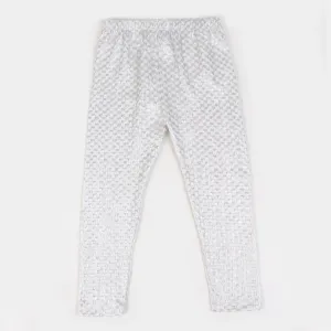 Girls Tights Foil Print Box - White