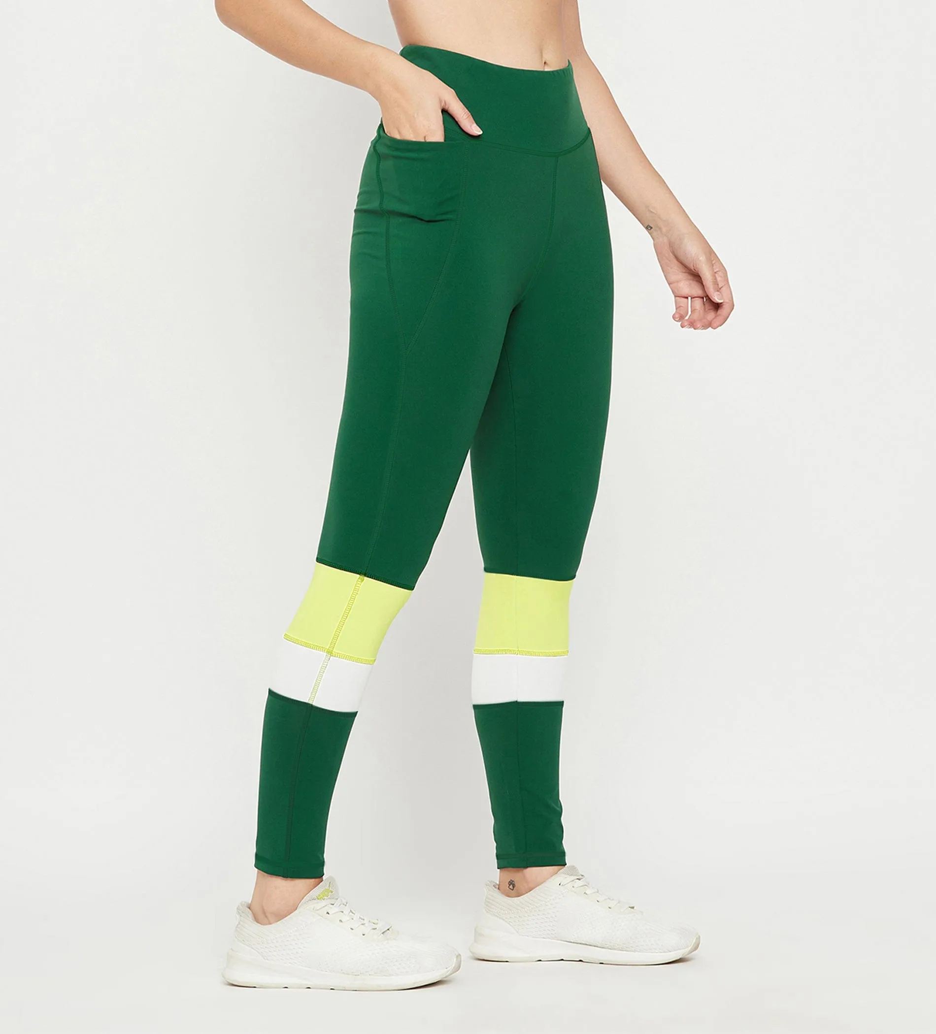 Green High Waist Tights for Women