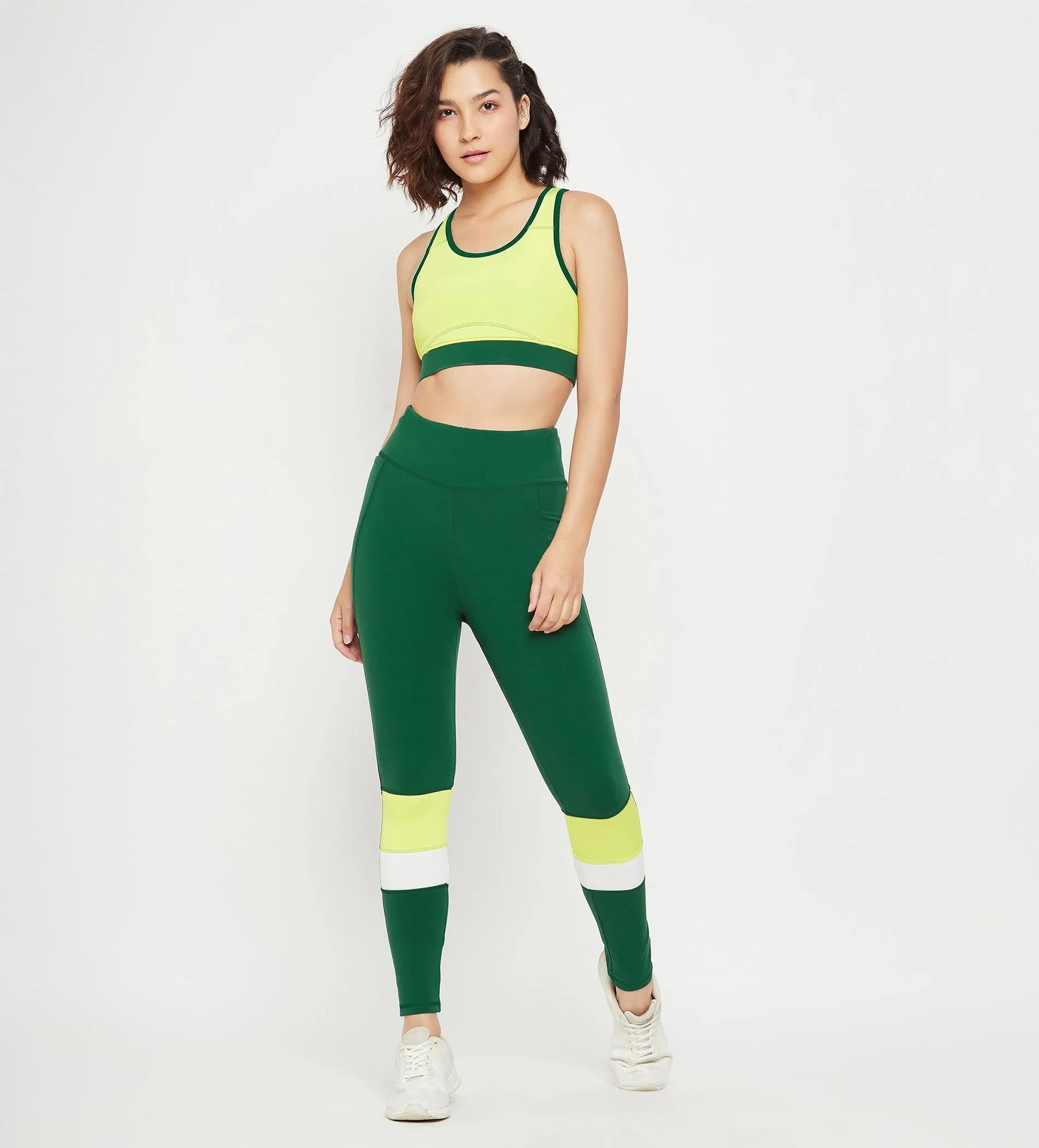 Green High Waist Tights for Women