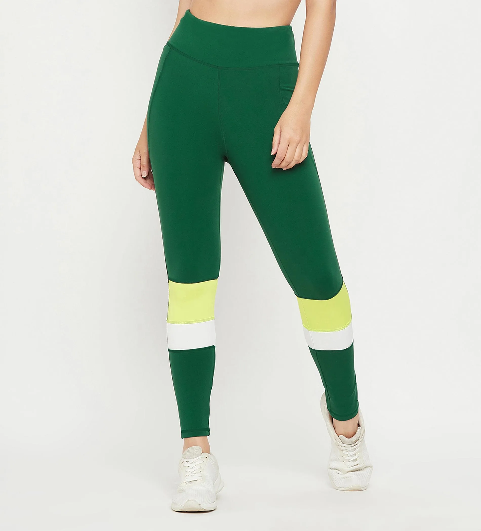 Green High Waist Tights for Women