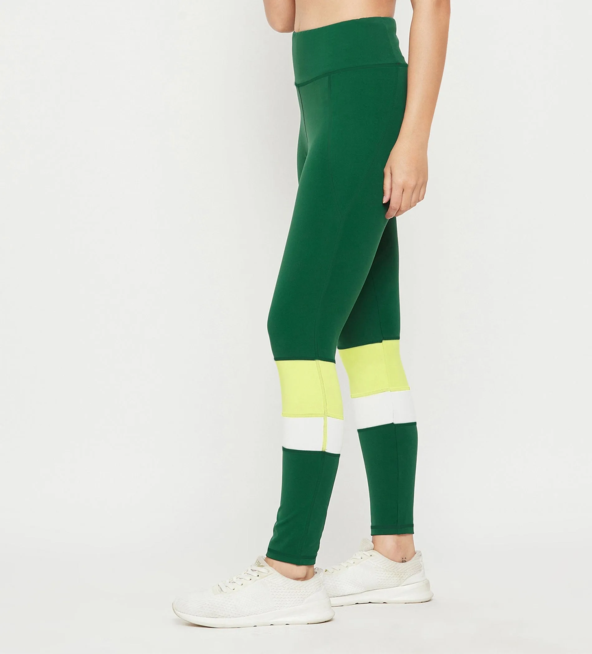 Green High Waist Tights for Women