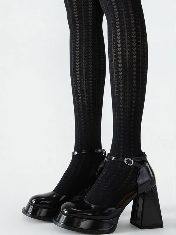 Heart hollow-out velvet tights