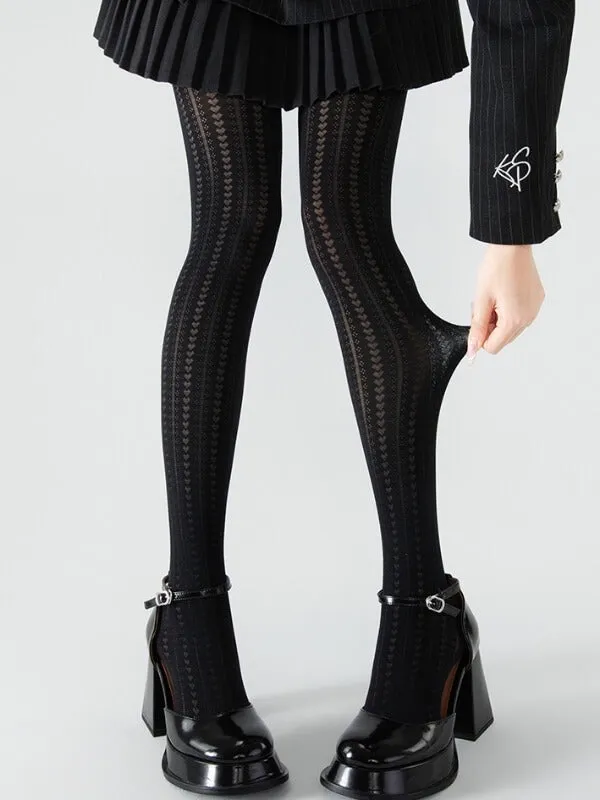 Heart hollow-out velvet tights