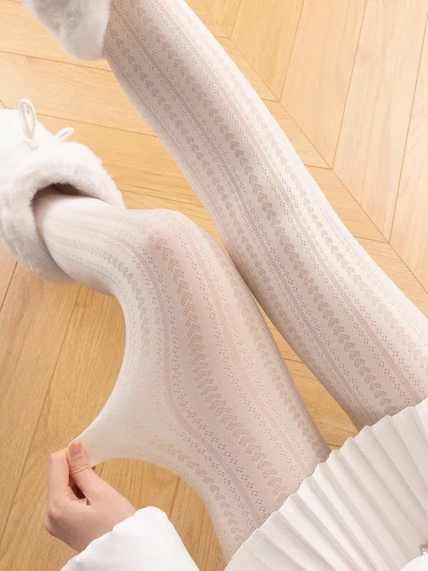 Heart hollow-out velvet tights