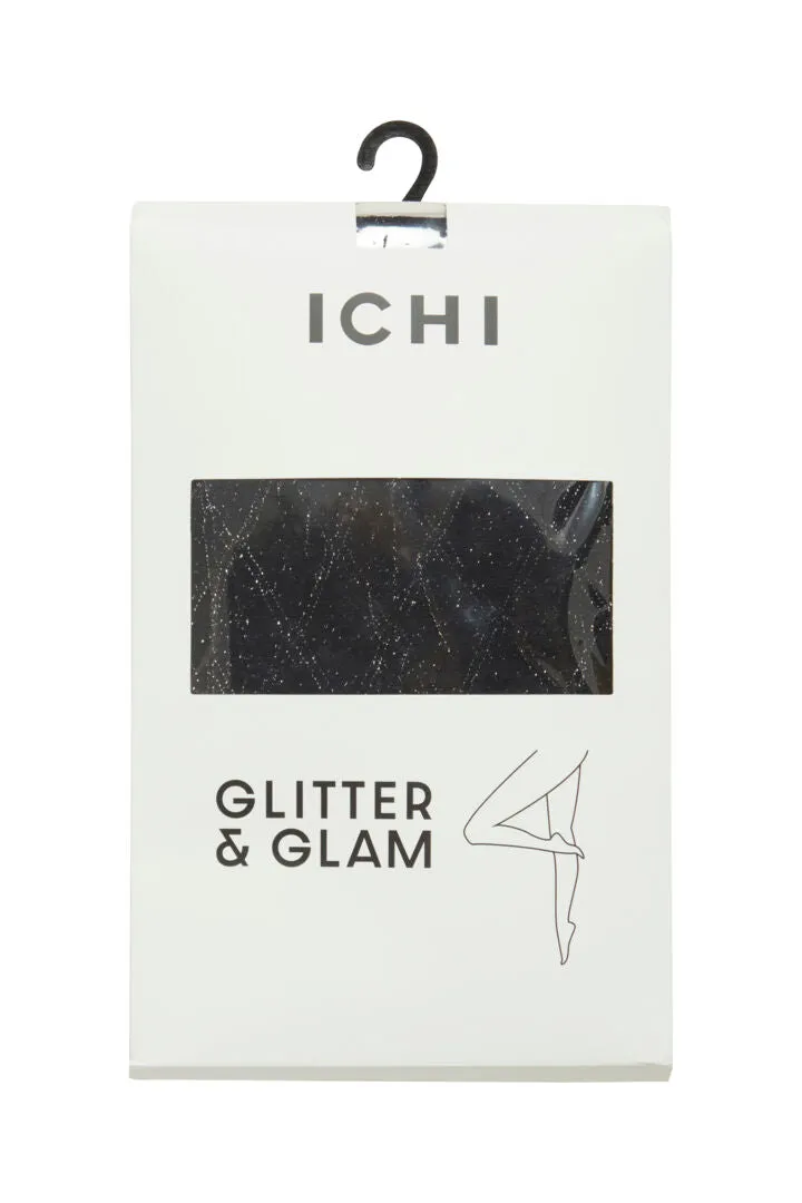 Ichi Glitter Glam Tights Black/Silver