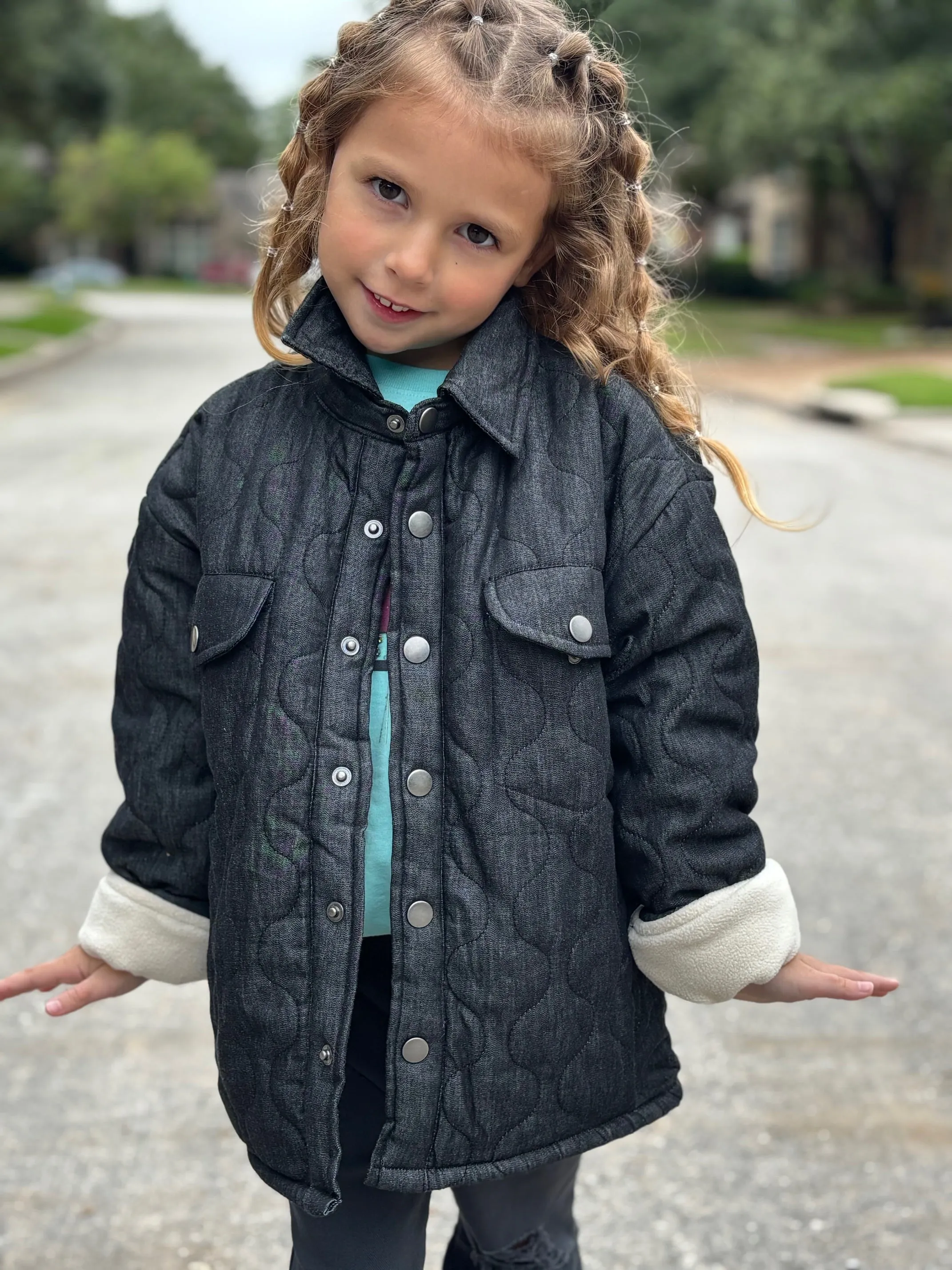 Kids Sequin Smile Quilted Jacket