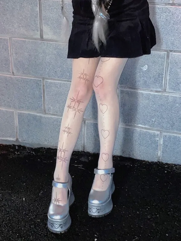 Lolita tattoo stars heart tights