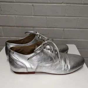 LUXE Silver Leather Lace-up Shoes