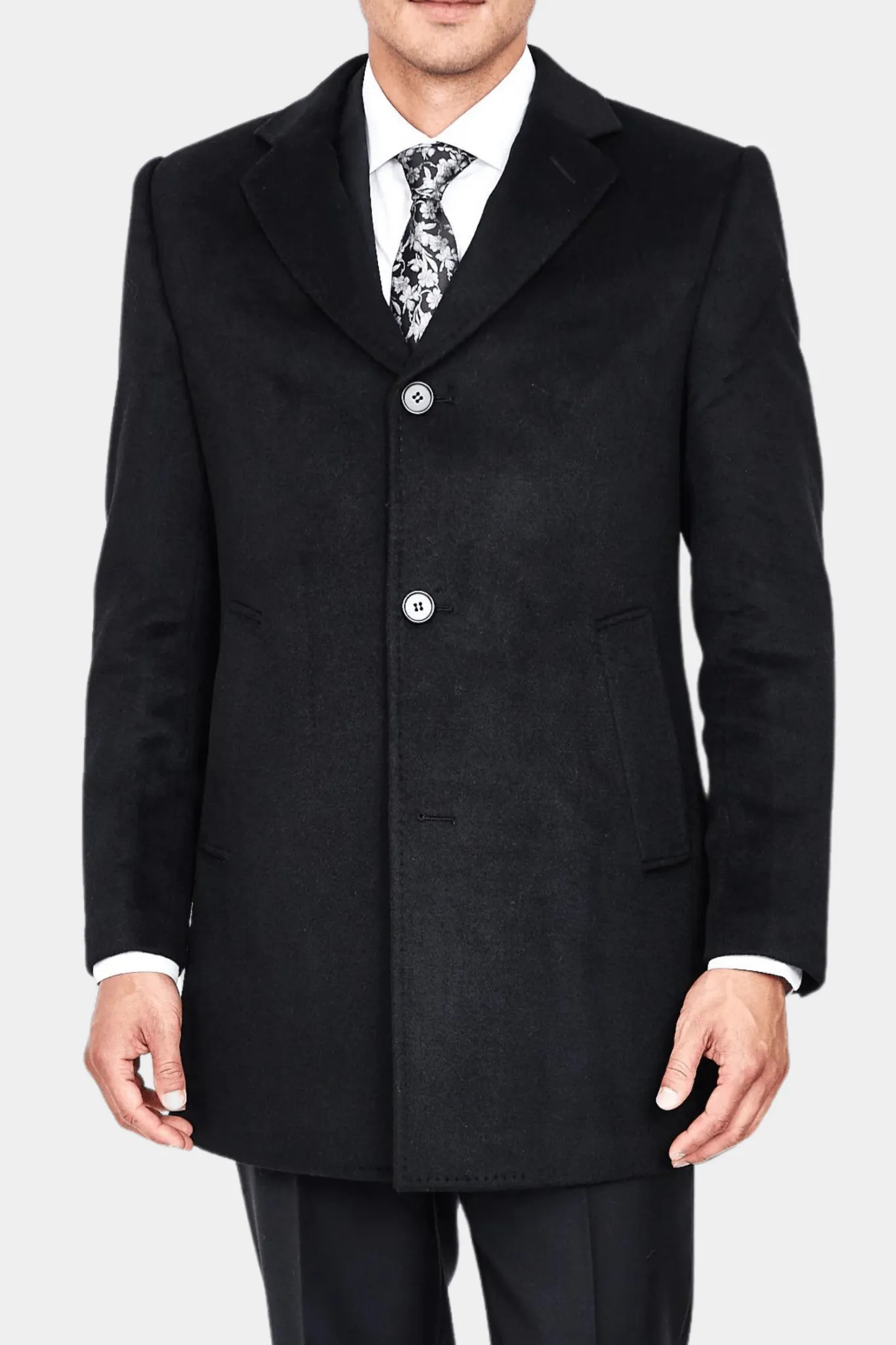 Luxury Overcoat Wool and Cashmere - Black