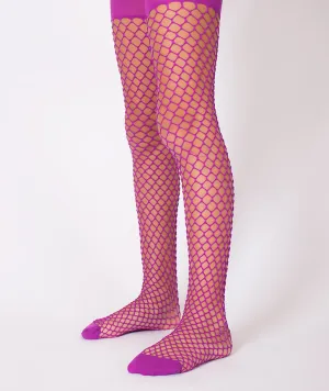 Magenta Fishnet Kids Tights