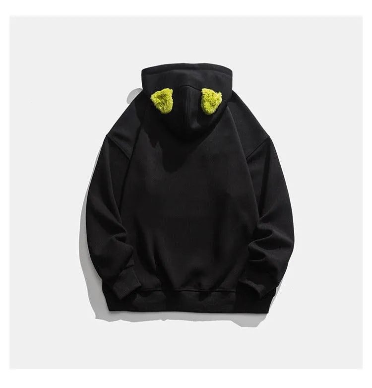 Monogram Embroidery Round Neck Hoodie