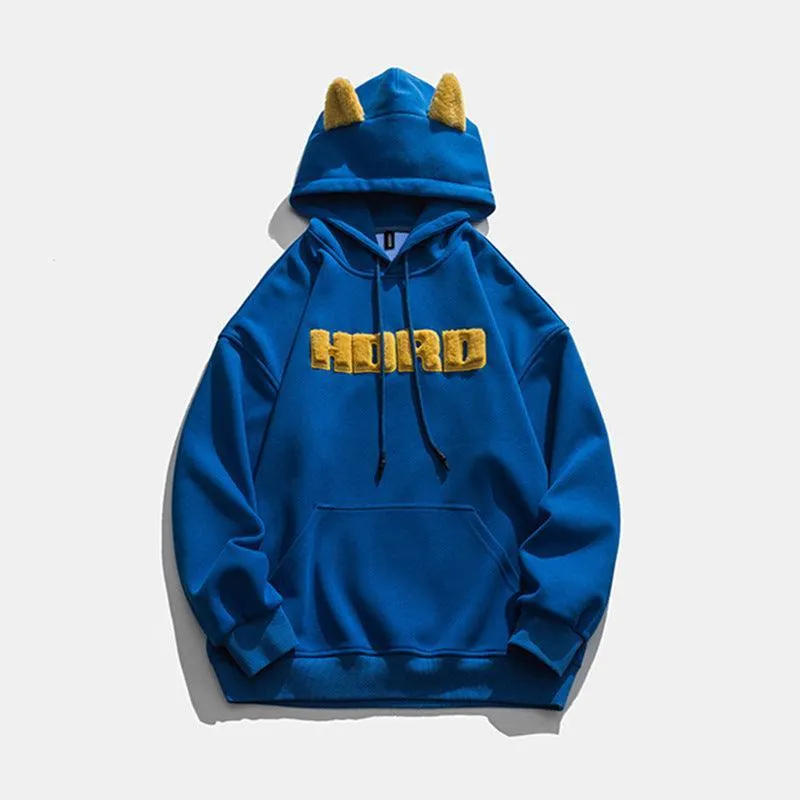 Monogram Embroidery Round Neck Hoodie