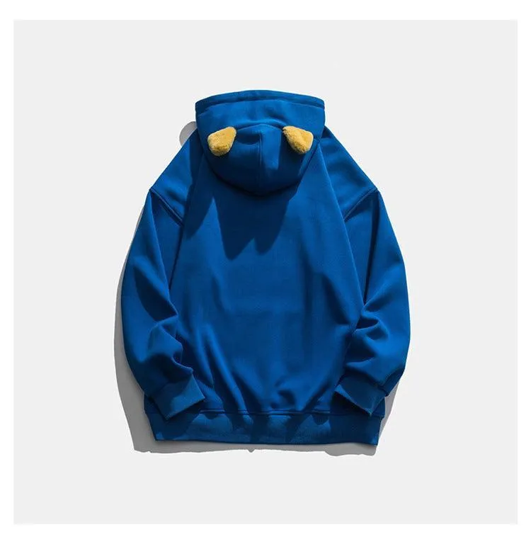 Monogram Embroidery Round Neck Hoodie