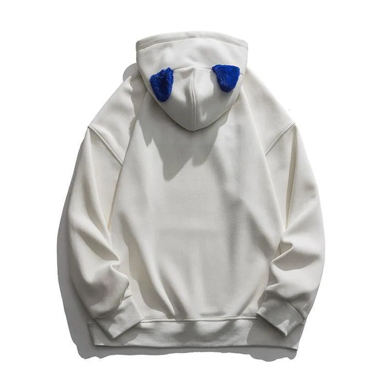 Monogram Embroidery Round Neck Hoodie