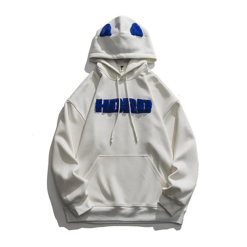Monogram Embroidery Round Neck Hoodie