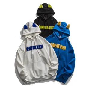 Monogram Embroidery Round Neck Hoodie