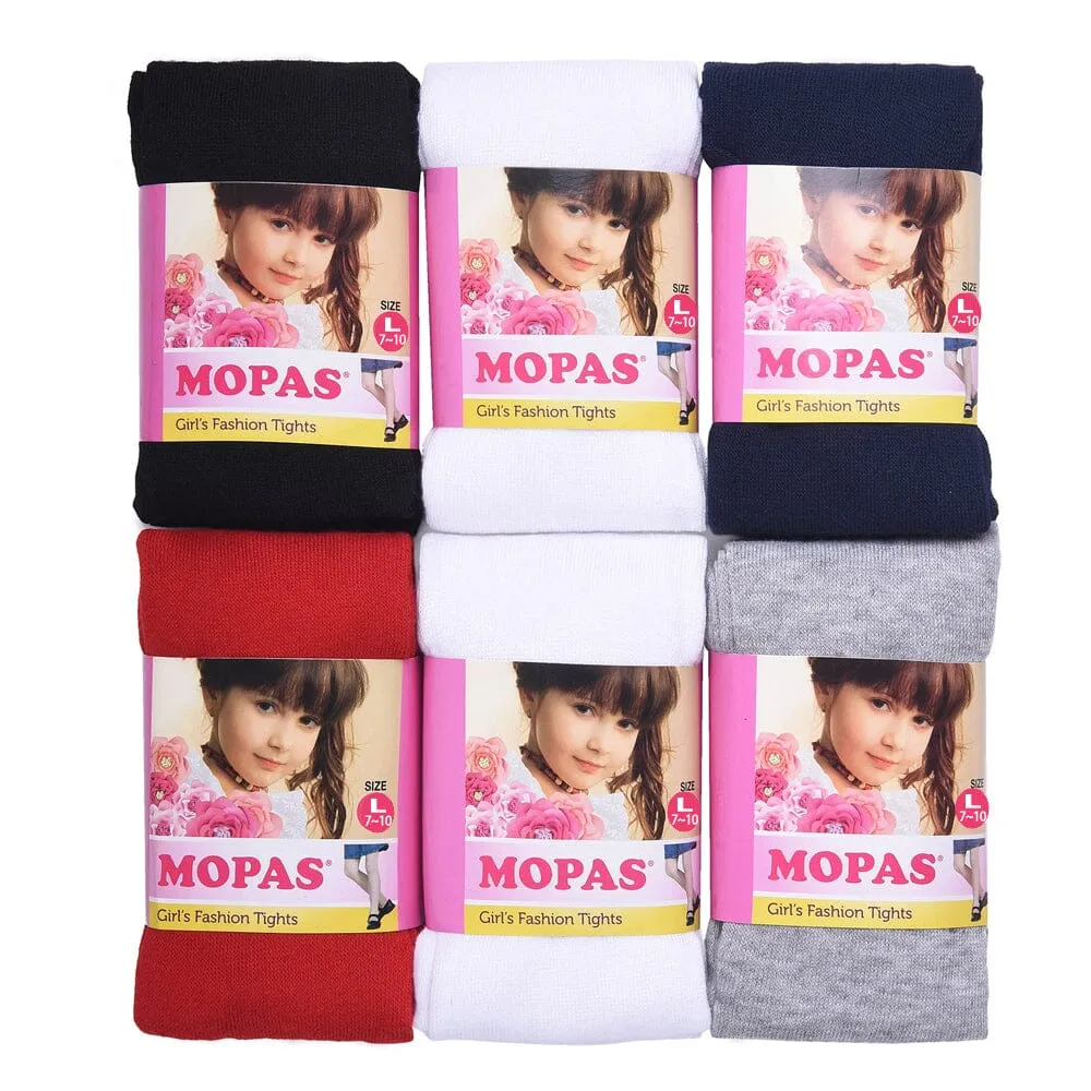 MOPAS Girl's Plain Tight Assorted Color - Large (12 units)