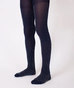 Navy Glitter Kids Tights