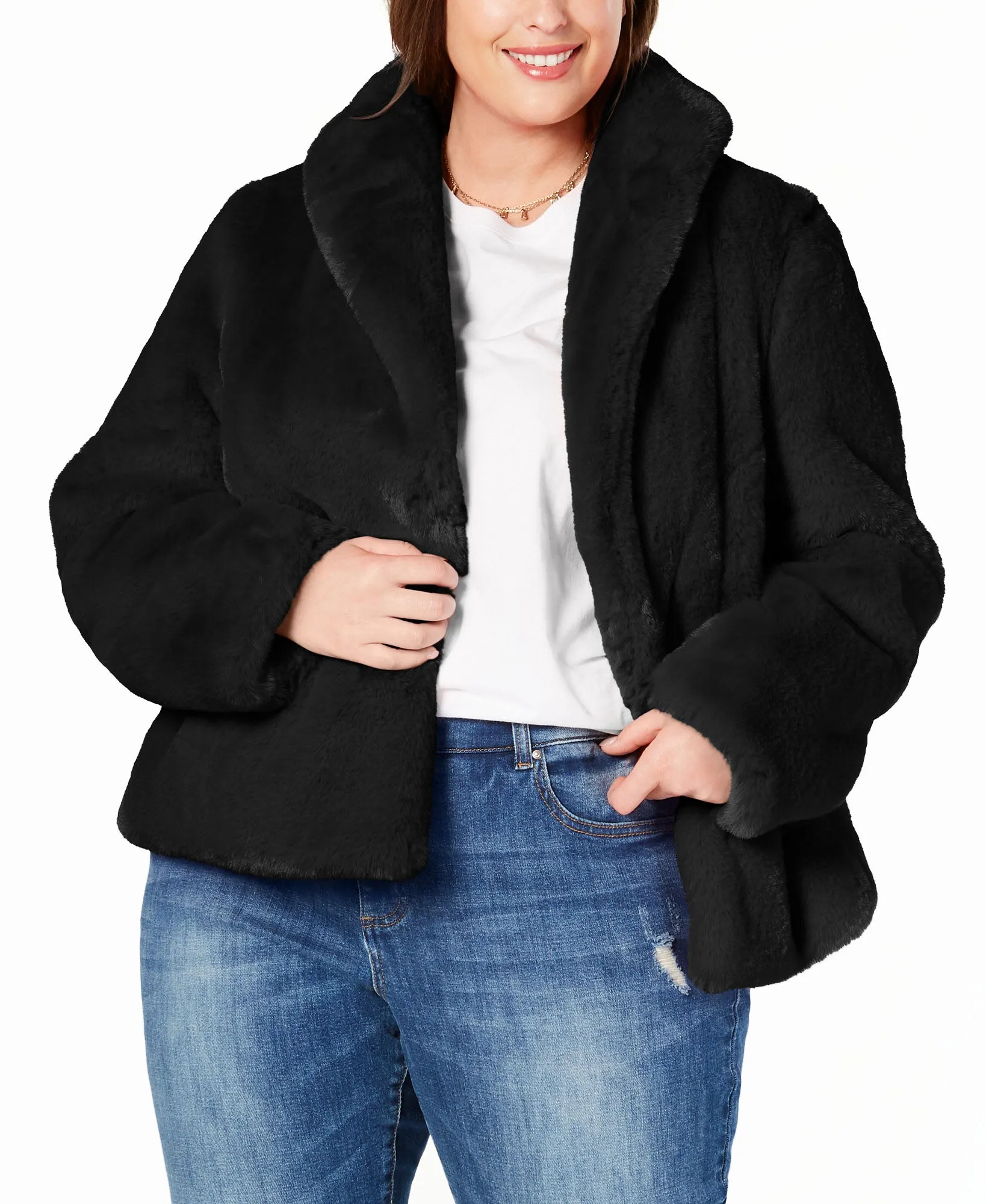 Plus Faux-Fur Teddy Coat