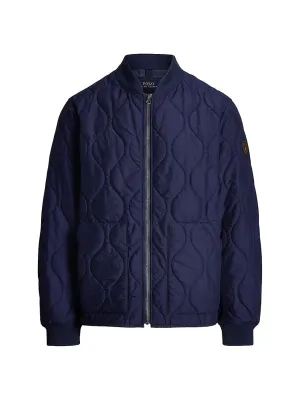 Polo Ralph Lauren Mens Cotton Nylon Quilted Full Zip Bomber Jacket Blue Large