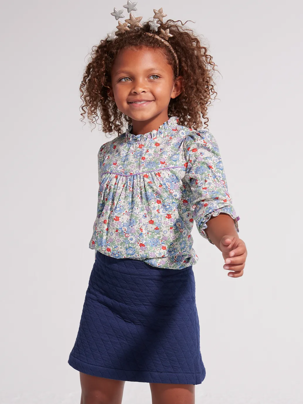 Quilted Mini Skirt - Navy