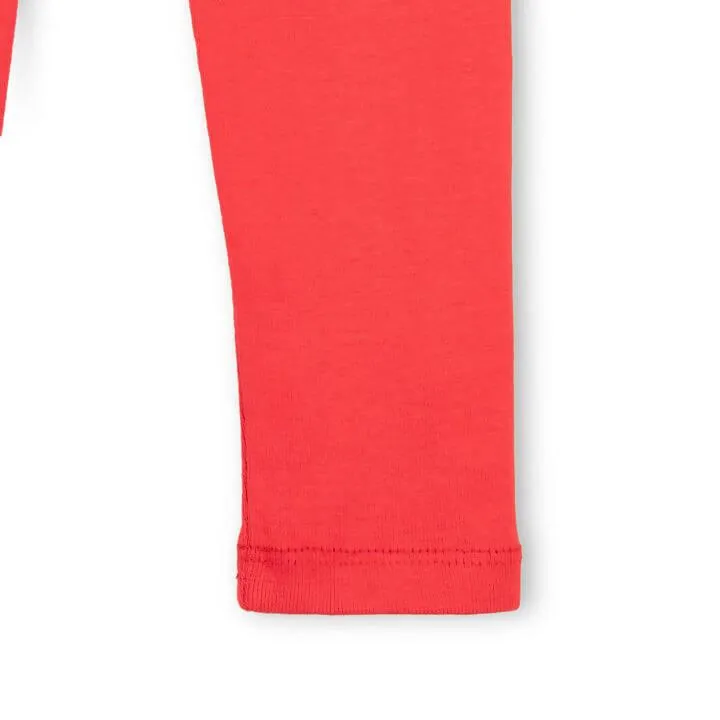 Red winter rib Cotton Tights