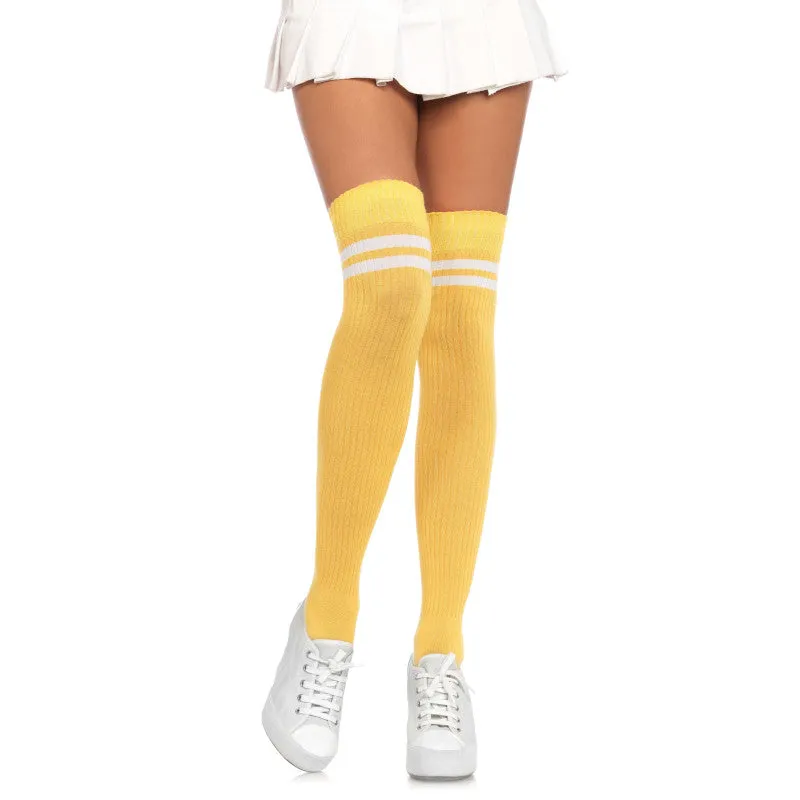 Ribbed Athletic Striped Thigh Highs - Leg Avenue