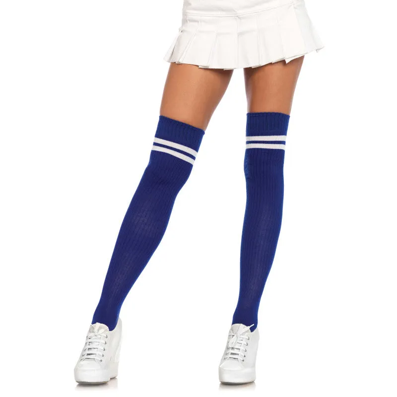 Ribbed Athletic Striped Thigh Highs - Leg Avenue