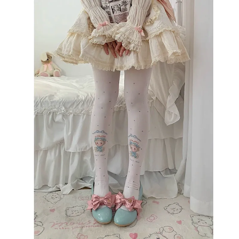Roji Roji~Sweet Lolita Tights Velvet Print Pantyhose