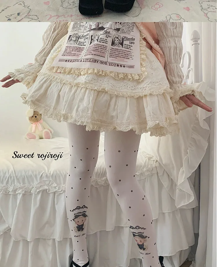 Roji Roji~Sweet Lolita Tights Velvet Print Pantyhose