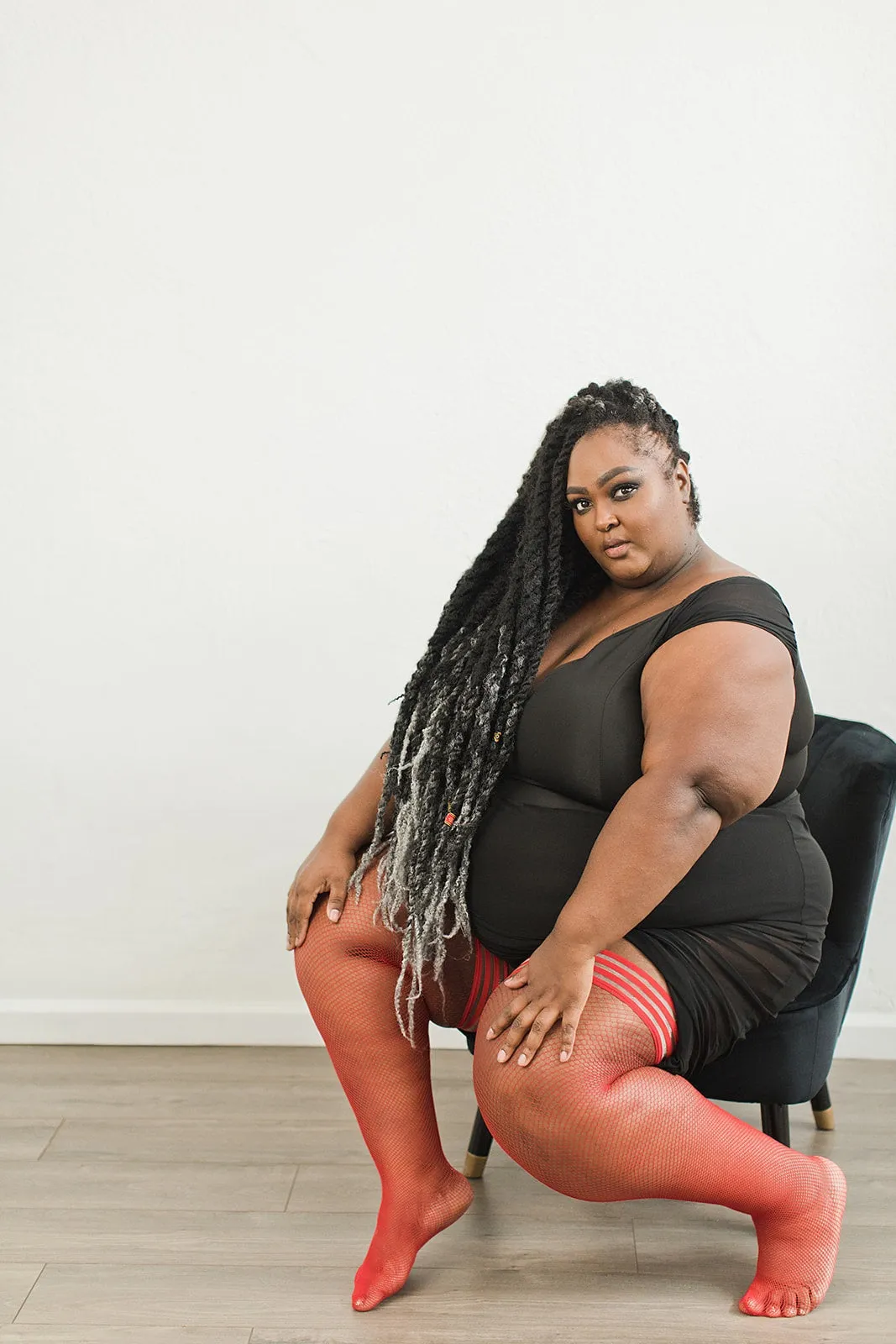 Sandra: Red Fishnet. No Regrets in These Red Nets. Petite to Plus Size Thigh Highs