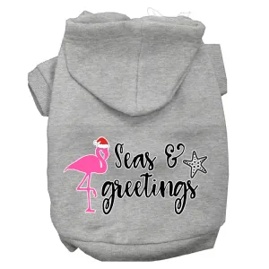Seas And Greetings Screen Print Dog Hoodie Grey Xl