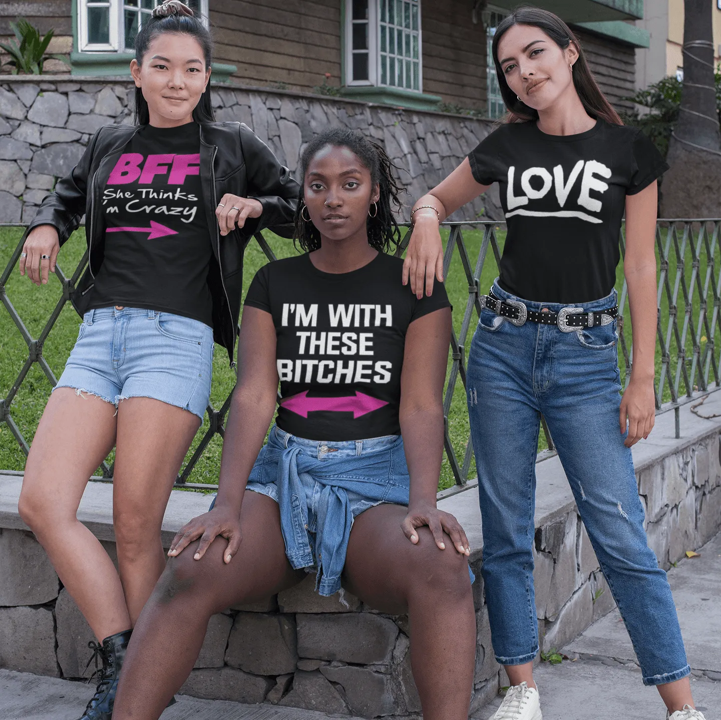 Short Sleeve T-shirt I'm With These Bitches 100% Cotton Ultra Soft Crew Neck Unisex Top