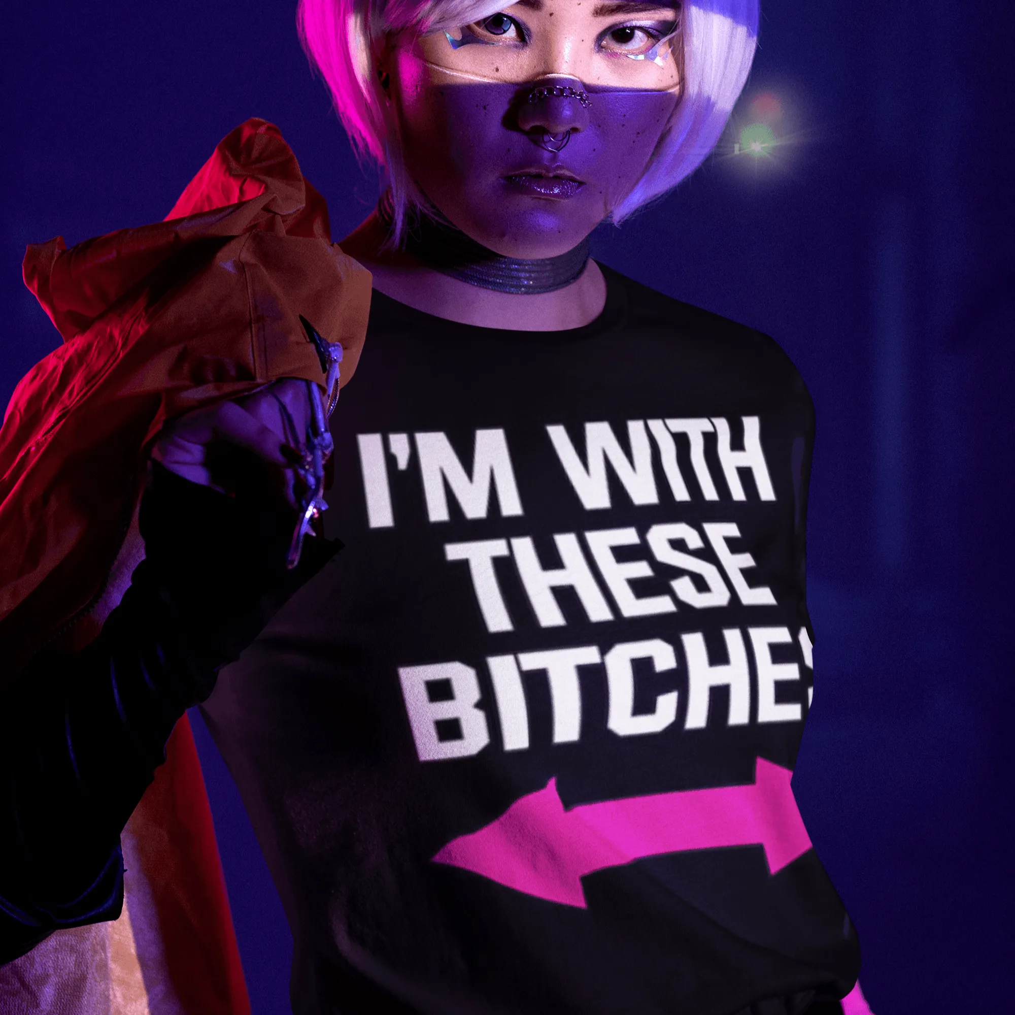 Short Sleeve T-shirt I'm With These Bitches 100% Cotton Ultra Soft Crew Neck Unisex Top