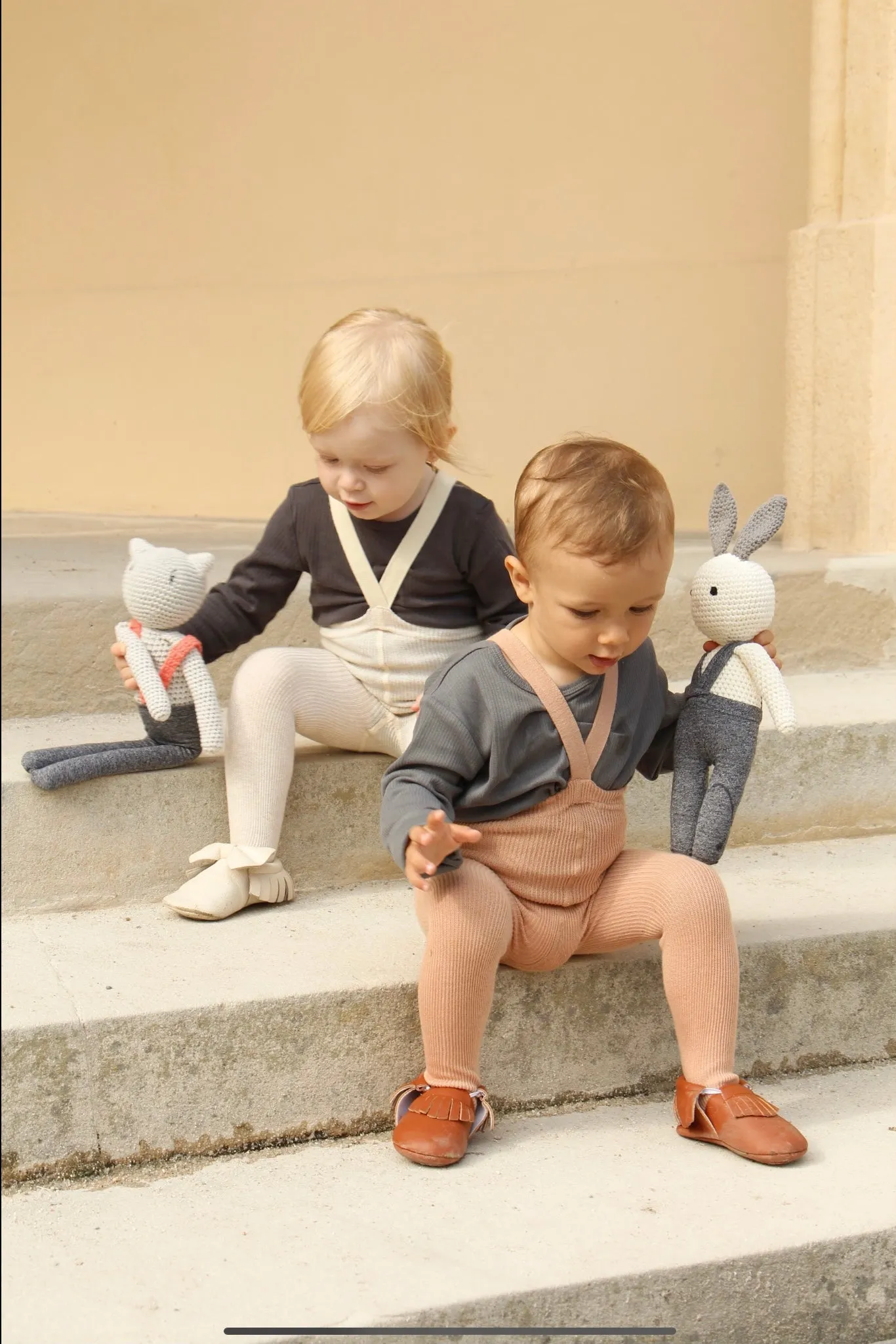 Silly Silas Footed Tights with Braces - Cream Blend