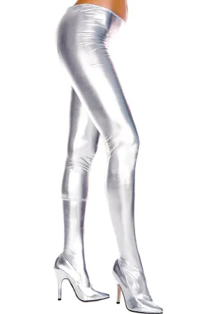 Silver Wet Look Pantyhose