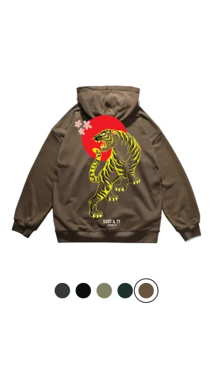 Soot and Ty Neon Tiger Print Oversize Fit Hoodie